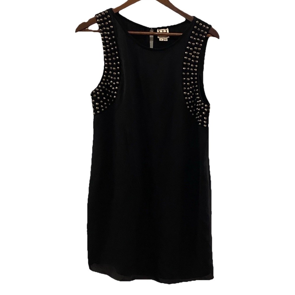 Haute Hippie spiked studded silk leather Trimβ dress Women's Size Medium